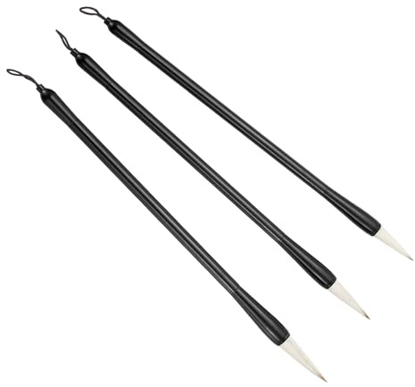 PATIKIL Calligraphy Brush, 3 Pack Watercolor Ink Painting Calligraphy Writing Brush Drawing Art Brush Aluminum Rod Handle for Beginner 3 Size Kit, Brown White