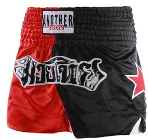 Fldy Kinder Jungen Boxing Shorts MMA Muay Thai K1 Boxen Locker Farbblock Kurze Hose Kampfsport Fitness BJJ Workout Käfigkämpfen Retro Shorts Rot&Schwarz 176