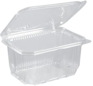 D-Work Barquettes à Salade 1000 ml avec Couvercle Attenant - 50 unités - Dimensions 175x166xH.66mm - Épaisseur 0.5mm - Hermétiques pour Transport Sécurisé - Transparente