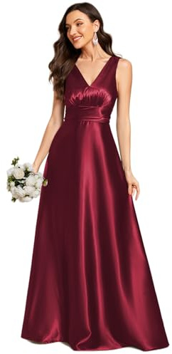 Ever-Pretty Women Maxi Bridesmaid Dress A-Line Satin Sleeveless for Evening Gown 02326