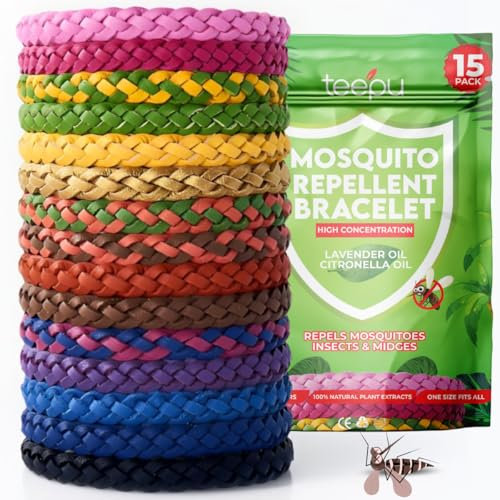 Mosquito Repellent Bracelet 15 Pack, Mosquito Bands - 350 Hours Insect Repellent Protection, Deet-Free, Natural Insect Repellent Bracelet for Adults & Kids