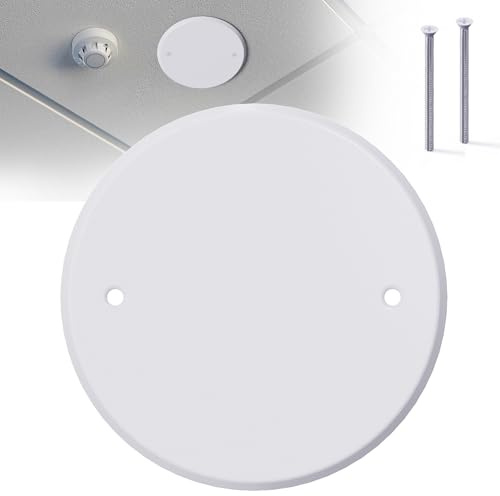 1 Pcs Smoke Detecte Cover Plate, 5 Inch Metal Round Blank Ceiling Cover Plate, Outlet Cover Plate For Junction Box And Wall Light Hole, Electrical Box Covers With Hole Spacing 3.5 Inch