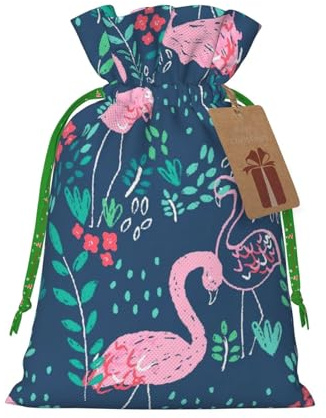 Bolsas de regalo de Navidad con estampado de cisne floral, con cordón, saco festivo, Navidad, cumpleaños, fiesta, embalaje de regalo