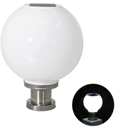Sosoport Farola Solar de Poste para Exteriores Base de Acero Inoxidable 20 CM Luz LED Fría Lámpara de Pilar para Jardín y Patio Iluminación Solar y Resistente al Clima