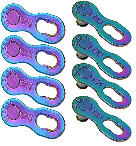 Zerodis Connecteur de Maillon Manquant de Chaîne de Vélo en Acier, 4 Paires, 12 Vitesses, Argent, Pièces d'accessoires de Cyclisme, Chaîne à Rouleaux (COLORFUL)
