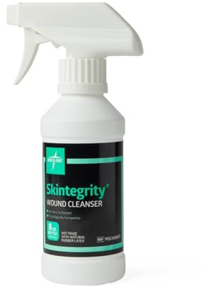 Medline Skintegrity Wound Cleanser, 8 ounce Spray Bottle, for wound cleaning, debridement, removing protein, pressure injuries, infected wounds, spray can be adjusted from mist to stream