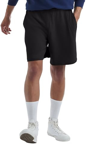 Hanes Mens Jersey Cotton With Pocket Workout-and-training-shorts, Black, Large US