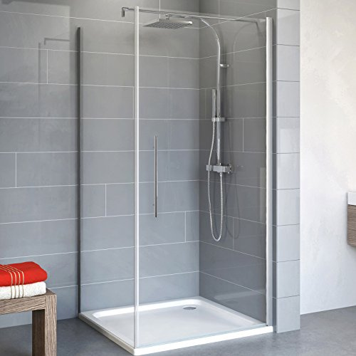 Schulte EP321506 01 500 Duschkabine Alexa Style 2.0 Drehtür Seitenwand, 90 x 90 cm, 192 cm, 5 mm Sicherheitsglas klar hell beschichtet, alunatur
