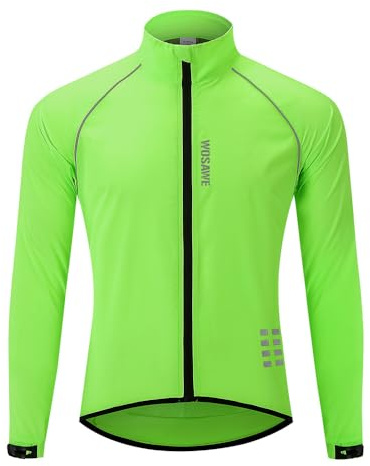 WOSAWE Veste de Cyclisme, Ultraléger Respirant Veste Coupe-vent de Vélo avec Bande Réfléchissante (Vert L)