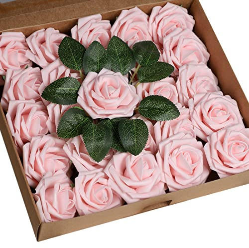 Anaoo Rosa Fiori Artificiali Finte 25 Pezzi Schiuma Aspetto Reale Regolabile Rose Finti Decorazioni per DIY Matrimoni Mazzi Nozze Nuziale Centrotavola Arrangiamenti Festa Bambino Casa, Rosa