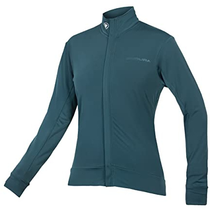 Endura Women's Xtract Roubaix Longsleeve Cycling Jersey | Water Repellent | Wicking | Reflective Trim Jersey, Deep Teal, M