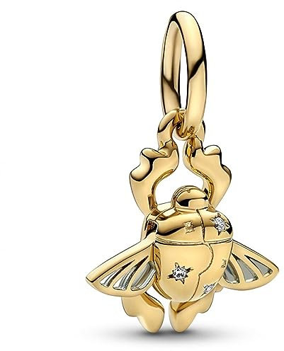 PANDORA Disney Aladdin Skarabäus-Käfer Charm-Anhänger aus vergoldeter Metalllegierung, aus der Disney x Collection, kompatibel Moments Armbändern, 762345C01