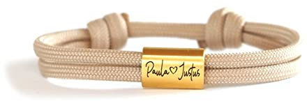 Partnerarmband mit Wunschgravur personalisiert, Familienarmband, Armband mit Gravur, Segeltau Armband, Surferarmband, Unisex, schwarzer Edelstahl, wasserfest