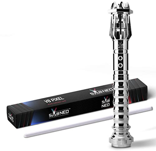 SABNEO Light Saber V8 Pixel 2.0 Alpha Infitnity Colors Last Generation Soundboard SB-V8 2.0 3W Premium Speaker, for Dueling, Smooth Swing 2.0, Neo Pixel Saber Multiple Sound and Light Effects (Gold)