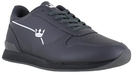 Crown King Mens/Womens Leather Lace Up/Touch Fasten Crown Green Bowling Sports Shoes Trainers Grey Leather Lace UK8
