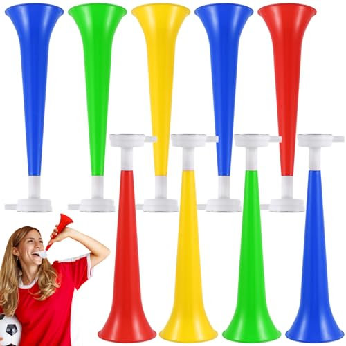 Didiseaon 10 Stück Kinder Horn Geräuschmacher, 27 cm Geräuschmacher-Trompete, Kinder Megafon Match Horn Trompete, Horn Cheerleader Sport Cheering Requisiten (zufällige Farbe)