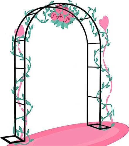 Arco Da Giardino in Metallo,Arco Per Rose Per Piante Rampicanti,Resistente Padiglione Da Giardino,Traliccio,Pergolati Alle Intemperie E Autoportante,Con Base,Facile Da Montare,Verde,W3.5M*H2.2M