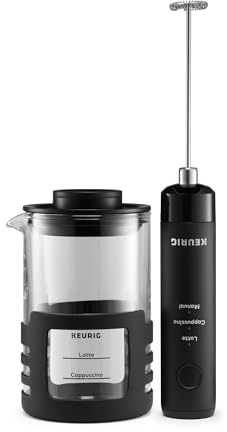 Keurig SimpleCafe Frother, Rechargeable Handheld Milk Frother for Lattes, Cappuccinos & Iced Coffee, USB Cord Included, Microwave-Safe Frothing Cup, Hot & Cold Foam Maker