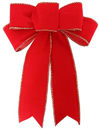 Weihnachtsbaumschleife, gestreift, Elch, Schneeflocke, langes Band, vorgebundene Schleife für Kranz-Dekoration