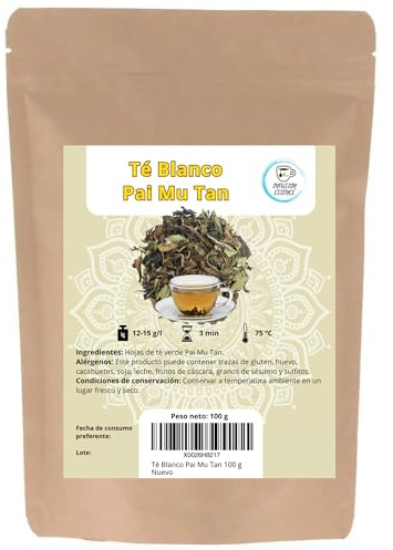 Té Blanco Pai Mu Tan I Te en Hojas I PaiMuTan Té Blanco a Granel I Te Antioxidante, Energético y Digestivo (100 g, Pai MuTan)