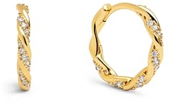 SINGULARU - Pendientes Aro Naval. Latón con Acabado en Baño Oro de 18Kt. Midi con Detalles en Circonitas. Cierre Click. Joyas para Mujer