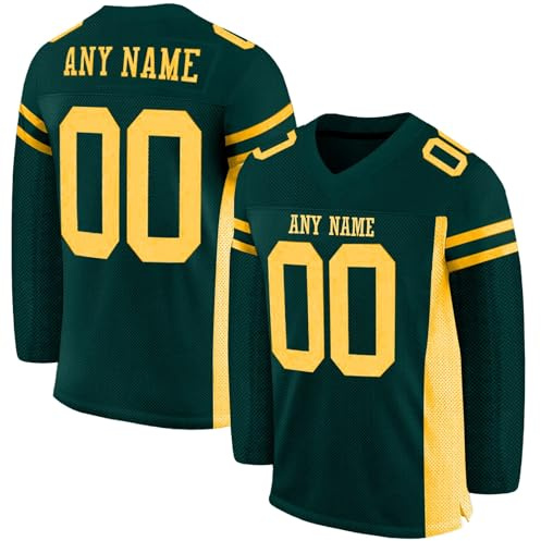 Customized American Football Jerseys, Personalized Printed Ice Hockey Shirts Rugby Uniforms Goalie Training Uniform with Team Name Number for Men Women Boys Girls