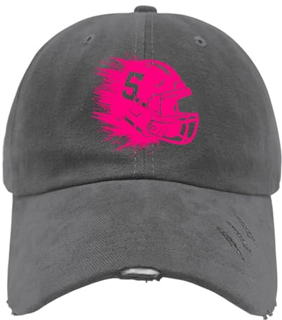 Football Helmet Rugbys American Football Game Hat for Womens Washed Distressed Baseball Cap Low Profile Washed Dad Hat Adjustable Dark Grey
