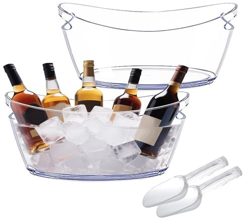 Shiawase 2 Pièces 6L Seau à Glace de Champagne, Seaux à Glace Grande Capacité Avec 2 cuillères, Transparent Seau à Champagne, Seau à Glace pour Refroidir les Bouteilles de vin et de Champagne