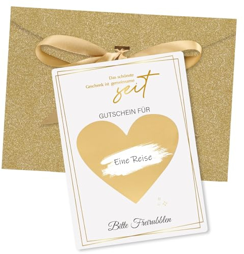 woric Das schönste Geschenk ist gemeinsame Zeit Gutschein zum selber ausfüllen, Rubbelkarten zum selber Beschriften Geschenkkarte Gutschein Zeit Schenken (inkl. Kuvert)