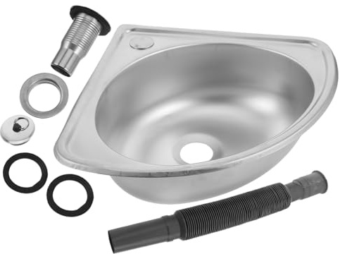 BESTYASH Petit Acier Gain Style de Aléatoire pour Petites Cuisines et Place Triangulaire Évier en Inoxydable Cuve, Lavabo Simple Ultra-Compact Design Multifonctionnel Camping-Car