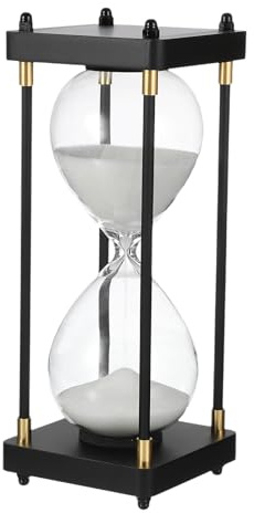 PATIKIL Grande Clessidra Decorativa, 60 Minuti Clessidra In Legno Moderna Clessidra In Legno Per Cucina Gioco Ufficio Aula Cucina Casa, Bianco(Style 1)