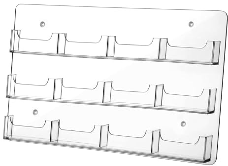 perfk Présentoir à autocollants en acrylique pour cartes de visite, gain de place pour la maison et le bureau, support mural transparent pour autocollants, 12 Poches
