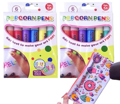 Magiska fluffiga pennor – 3D popcorn målning markörer set, puffig bubbla färg kit för vuxna barn konstnärer | DIY-kort födelsedag klippbok skola