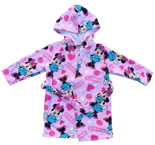 Accappatoio bambina Minnie Disney in microfibra 100% Poliestere con cappuccio e tasche asciugatura rapida ideale per bagno piscina mare