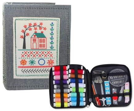 Embroidery Stitch Book Kit,Portable Sewing Set with Tools & Tutorial,DIY Sewing Set for Beginners & Craft Lovers,Ideal Beginner Craft Gift