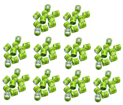 Milageto 100 Piezas Anillos para Palomas Bandas para Patas Anillas Identificadoras Etiquetas de Aluminio Seguimiento y Separación Adecuado para Cría, Verde Claro