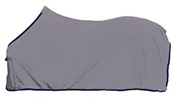 HKM Abschwitzdecke -Alaska-hellgrau/dunkelblau,Rückenlänge 145 cm