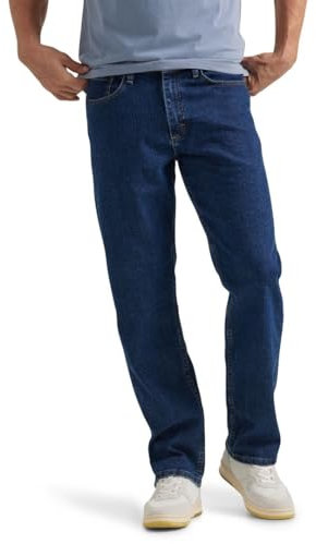 Wrangler Authentics Herren Comfort Flex Waist Relaxed Fit Jeans, Dark Stonewash, 42W / 32L