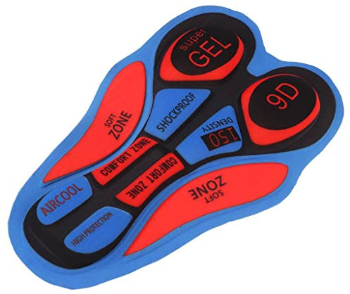 T TOOYFUL Imbottito Cuscino Imbottito Da Uomo Donna, Imbottitura In Gel Comfort Per Pantaloncini Da Bicicletta Pantalone Da Shortie - Attrezzatura Da Ciclista R - 9D rojo azul, tal como se describe