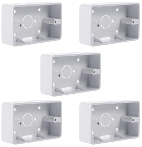 Hemobllo Surface Mount Outlet Box - 5 Pcs Electrical Outlet Box Single Gang Electrical Box Surface Mount Backbox Junction Box Plastic Electric Box for Home (White)