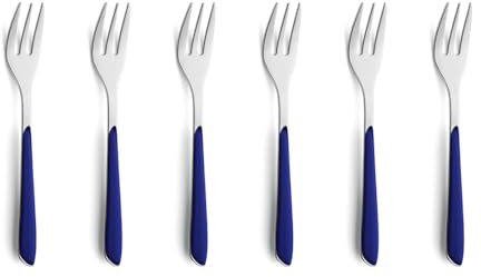 Kuppels PRISMA Kuchengabel-Besteck Set aus 18/0 Edelstahl, 6-teilig, für 6 Personen, hochwertige Kunststoffgriffschalen in Indigoblau, rostfrei & spülmaschinenfest