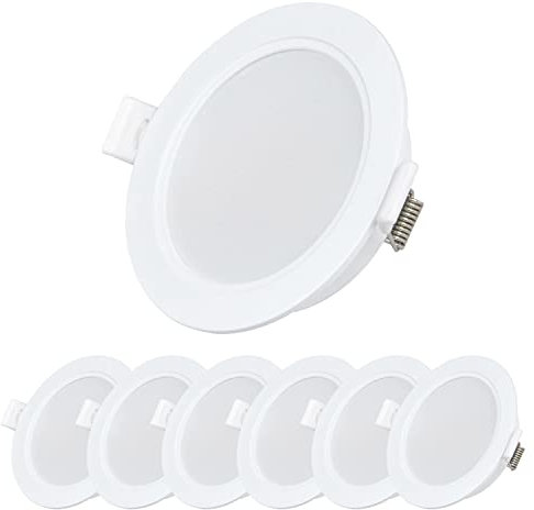 YJY LIGHT Einbaustrahler 230V Flach, Einbauspots 5W 500lm, Slim Led Deckenstrahler, 3000K Warmweiß Einbauleuchten Weiß für Wohnzimmer Badezimmer Schlafzimmer Einbautiefe 26mm (6 Stück)