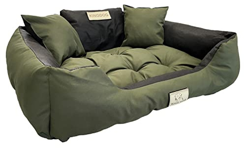 KingDog Letto per cani e gatti Cuccia Due Cuscini Divano per Animali Lavabile e impermeabile (XL 115x95cm, Verde)