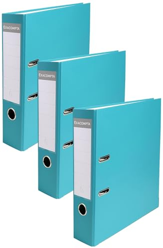 Exacompta - Réf. 918413B - 1 Classeur à levier A4 - Dos 80 mm - Mécanique 80 mm - Dimensions extérieures : 32 x 29 x 8 cm - Format à classer A4 - Coloris : Vert clair (Lot de 3)