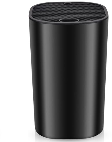 Universal Knife Block for Kitchen, WELLSTAR Knife Holder without Knives, Safe Space Saver Large Volume Stable Knife Storage with Scissors and Sharpening Rod Slot, Detachable for Easy Cleaning - Black