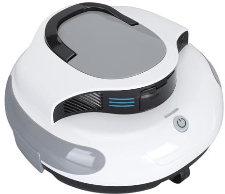 Kabelloser Automatischer Poolreiniger, IPX8 Wasserdichter Poolsauger, Hält 100 Minuten, Dual Antriebsmotoren, LED Anzeige, für Flache Pools Bis zu 1000 Quadratfuß (EU-Stecker)