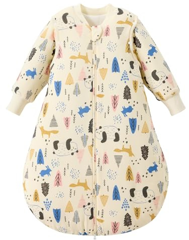 Duomiaomiao Saco de dormir de invierno para bebé, 3,5 tog, 100 % algodón, cálido saco de dormir con mangas extraíbles, manta para bebés de 6 a 18 meses, panda
