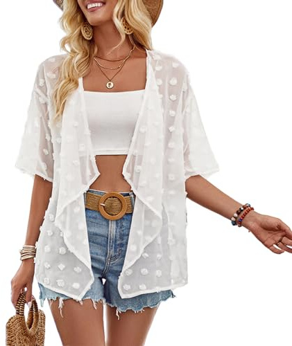 Atxnn Boléro Femme Cardigan Chic et Elegant Châle Femme Court à Manches Courte D'été à Veste Transparent Cardigan Tops pour Mariage Robes Plages Beachwear Outwear