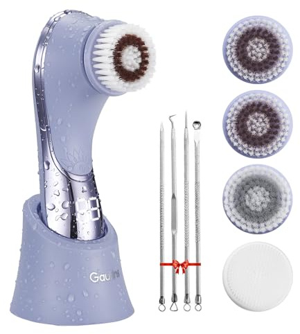 Cepillo de limpieza facial, exfoliante facial, recargable, IPX7, impermeable, dispositivo limpiador giratorio eléctrico para exfoliación, masaje y limpieza profunda, eliminación de puntos negros,