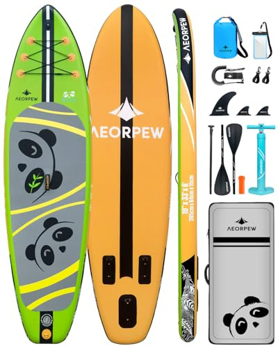 AEORPEW Aufblasbare Stand Up Paddling Board, 84CM breite Paddle Board mit Allen SUP Board Zubehör enthalten Verstellbares Paddel, Anfänger & Fortgeschrittene (grün)